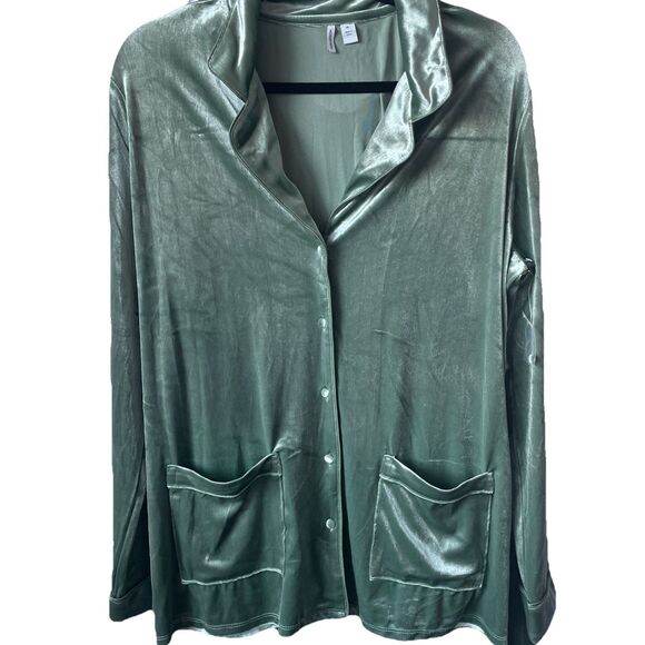 New Nordstrom Green Dune Velour Pajama Set Soft 2-Piece Lounge Set XL - Picture 2 of 4